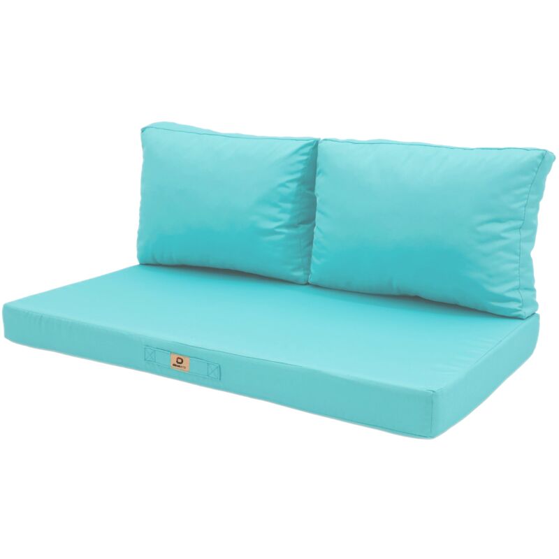 Deco Arts - Coussins pour salon de jardin déhoussable 100x50cm Bleu caraïbes
