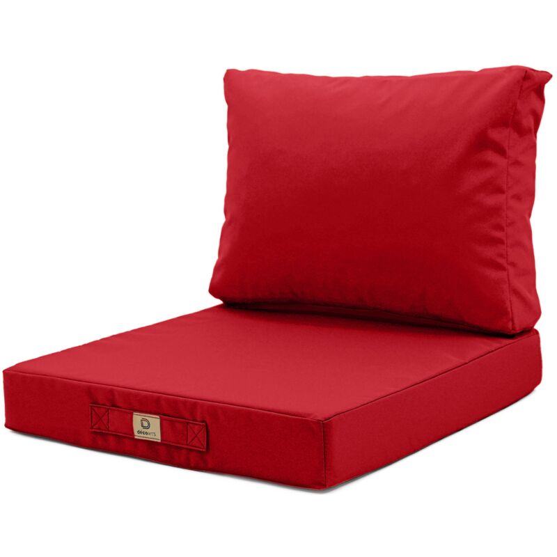 Deco Arts - Coussins pour salon de jardin déhoussable 50x50cm rouge