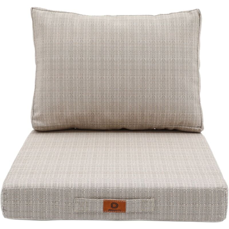 Deco Arts - Coussins pour salon de jardin déhoussable 60x60cm Beige chiné noir