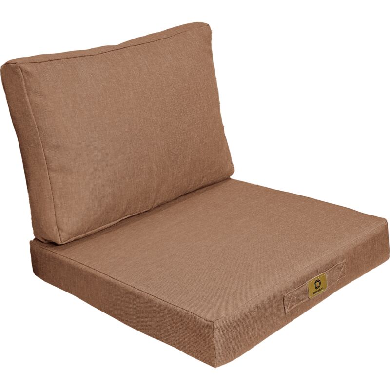 Deco Arts - Coussins pour fauteuil effet lin déhoussable 60x60cm terracotta