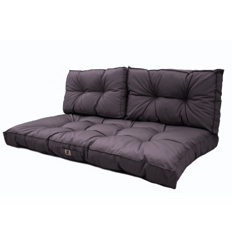 Deco Arts - Coussins pour salon de jardin capitonné 120x60cm gris carbone