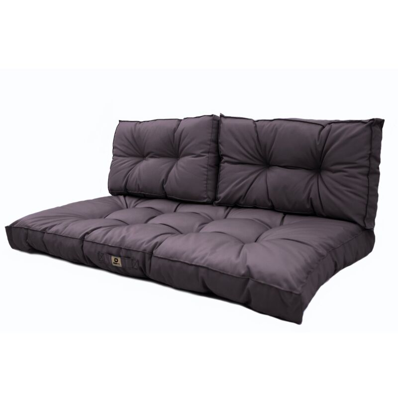 Deco Arts - Coussins pour salon de jardin capitonné 100x50cm gris carbone