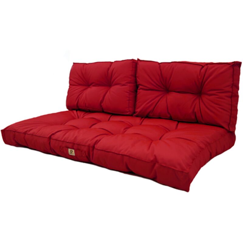 Deco Arts - Coussins pour salon de jardin capitonné 120x60cm rouge