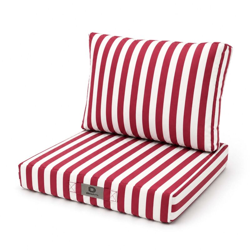 Coussins pour salon de jardin déhoussable 50x50cm Rayure rouge