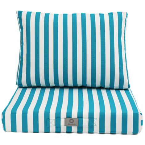 Coussins pour salon de jardin déhoussable 50x50cm Rayure turquoise