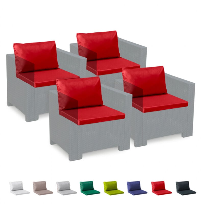 Coussins de rechange pour salon de jardin Bica Grand Soleil Rotin imperméables étanches Rotin 4 places | Rouge