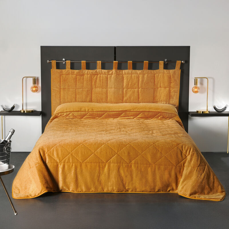 Coussin Tête de Lit à l' Aspect Velours Jaune 160x70 cm