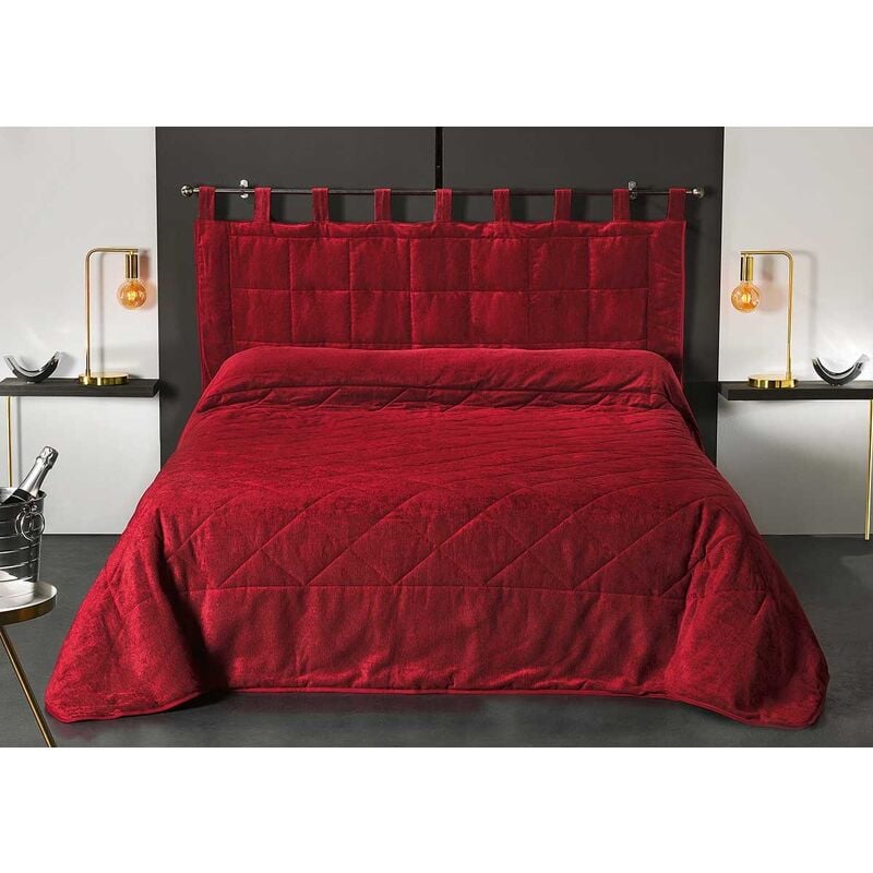 coussin tête de lit à l' aspect velours rouge 160x70 cm - rouge