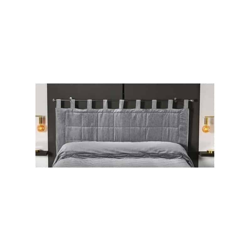 Tête de lit matelassée à brides gris - 70x160cm - Gris