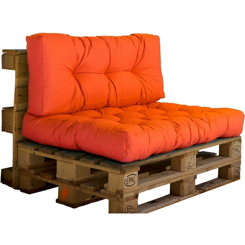 Lot coussins extérieur pour palette orange 120x80 Imperméables Anti-UV decoarts - Orange