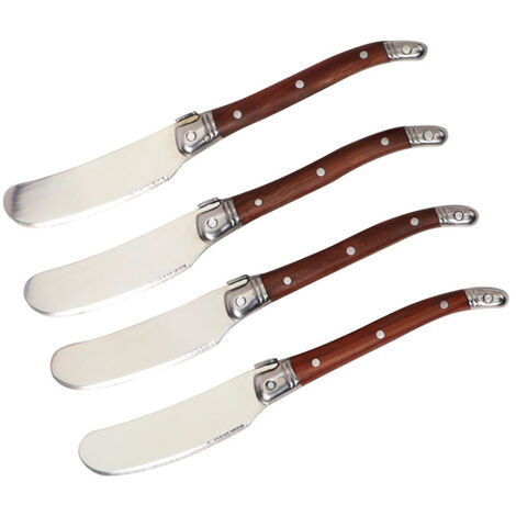 Couteau à beurre en acier inoxydable, manche en bois de rose, épandeur de fromage, spatule à confiture, enfant, Sandwich, trancheur de gateaux au fromage,CHINA,4pcs set
