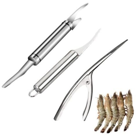 Couteau à crevettes multifonctionnel - 5 en 1 - Blanc - Compatible lave-vaisselle - Essentiel