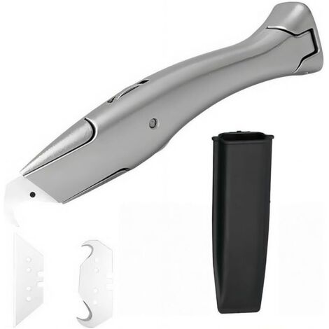Couteau à Crochet Professionnel avec Lame Trapézoïdale, Cutter Tranchant et Durable pour Revêtements de Sol PVC, Découpe de Carrelage et Stratifié