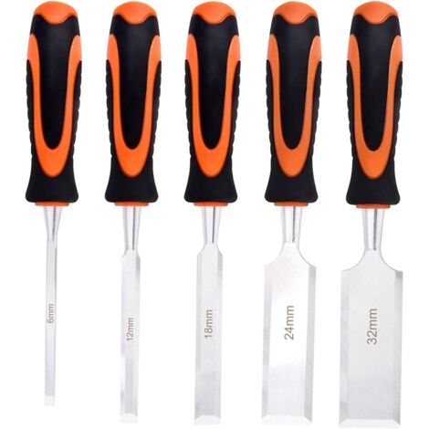 Couteau à Découper kit, 5 pièces : 6,12,18,24,32mm Outil de Menuiserie de Haute Qualité - Sculpture & Bricolage, outil à Main Couteau à Découper Outil Ciseau à Sculpture sur Bois