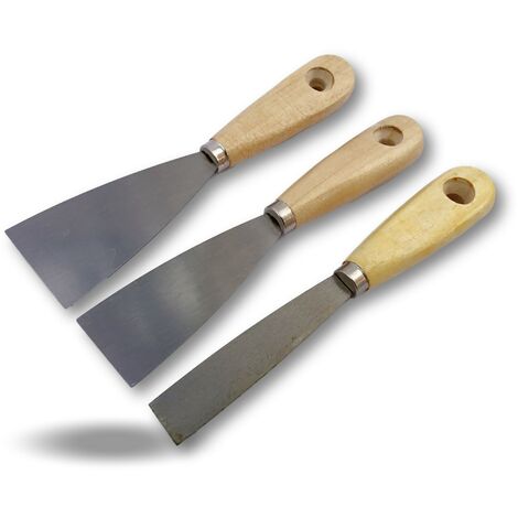 Couteau à enduire en acier poli | Spatule grattoir - Quantité x 3 - Largeur 20 mm
