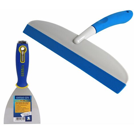 Couteau à enduire multifonctions CE 78 Semin - 10 cm et une raclette à lisser Semin - 30 cm