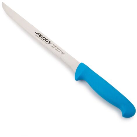 Couteau à filets Arcos Couleur - Prof 295123 en acier inoxydable Nitrum et mango polypropylène bleu ergonomique avec lame de 20 cm, vitrine.