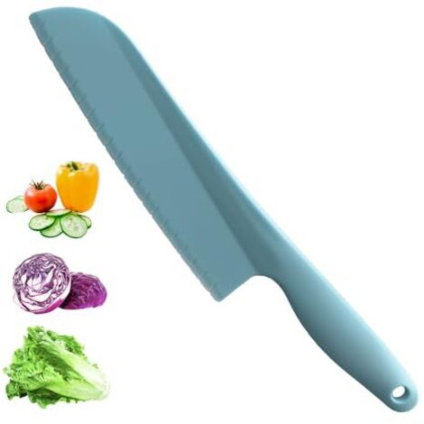 Couteau À Gâteau - Couteau À Salade En Plastique - Pour Plats Antiadhésifs - Lame Dentelée - 28,6 cm - Bleu