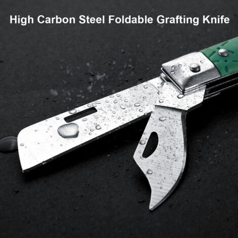 Couteau à greffer pliable en acier à haute teneur en carbone avec manche ergonomique - Outil pour arbres fruitiers de jardin