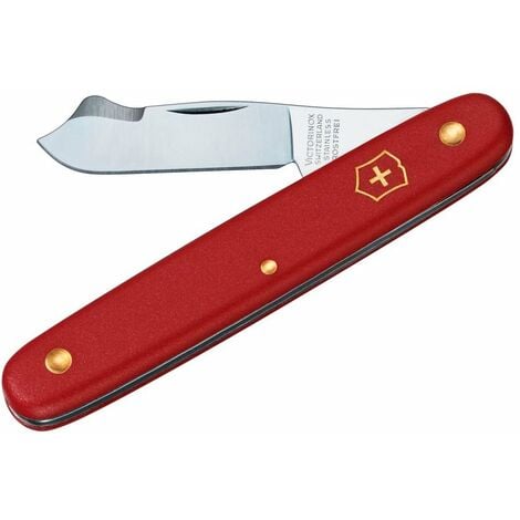 Couteau à greffer Victorinox 3.9040, lame pointue avec entretoise d'écorce de 4,5 cm, mango en nylon rouge de 10 cm