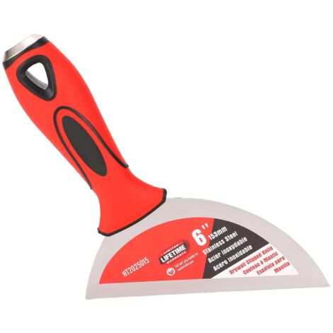 Couteau à mastic en acier inoxydable de 15 cm (6 pouces), grattoir coudé avec manche ergonomique – idéal pour gratter la peinture, réparer les cloisons sèches et décoller le papier peint.