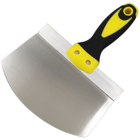 Couteau à mastic en acier inoxydable Outil de peinture Spatule à plâtre Remplissage Raclette Papier peint Grattoir à peinture Décoration murale Outil à main Gouttes 1pcs Jaune