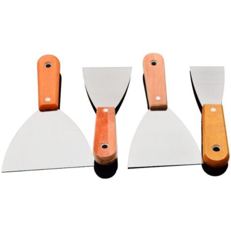 Couteau à mastic en acier inoxydable spatule de nettoyage grattoir truelle multi-usages couteau à mastic pelle en verre pour nettoyer l'huile de barbecue (manche en bois épaissi de 2 pouces),