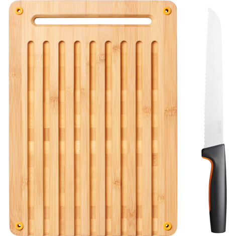 COUTEAU À PAIN FISKARS + ENSEMBLE PLANCHE À DÉCOUPER FORME FONCTIONNELLE