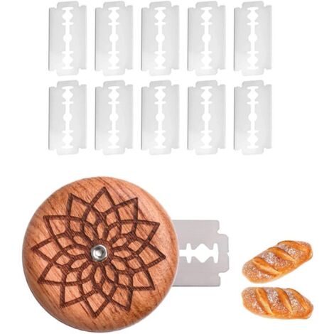 Couteau à Pain,Lame A Pain,PâTe à Pain Boulanger,Bread Lame,Couteau à Pain, Couteau à GâTeau,Couteau à Pain En Acier Inoxydable,Couteau à Gratter Le Pain,Avec 10 Lames,Pour Les Conceptions