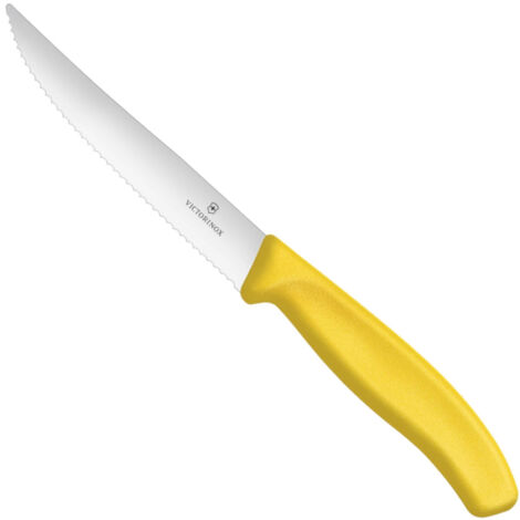 Couteau à pizza dentelé à pointe acérée, longueur 120/232 mm - jaune