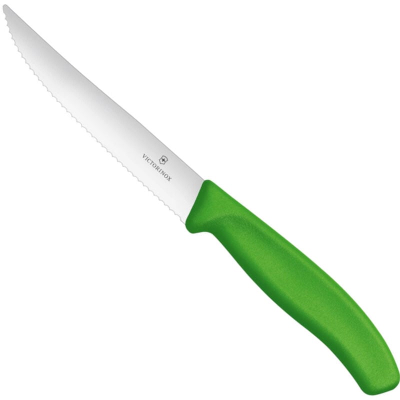 Victorinox - Couteau à steak à pizza dentelé à pointe acérée, longueur 120/232 mm - vert