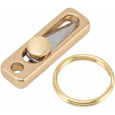 Couteau à Pousser en Laiton, Mini Couteau de Poche avec Porte-clés EDC, Couteau de Poche Pliant pour Boîte de Déballage, Extérieur, Camping
