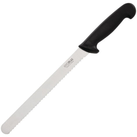 Couteau à Trancher Denté Noir 250 mm - Hygiplas
