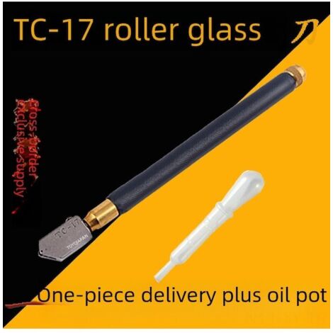 Couteau à verre japonais Toyo TC-17  Coupe-verre à rouleau  Manche fer jaune  Coupe nette  Pour vitrier, miroitier et bricolage