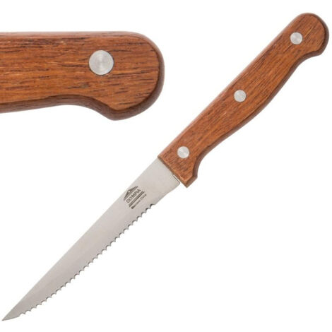 Couteau à Viande 215 mm Lame Dentée Manche en Bois Lot de 12 Olympia
