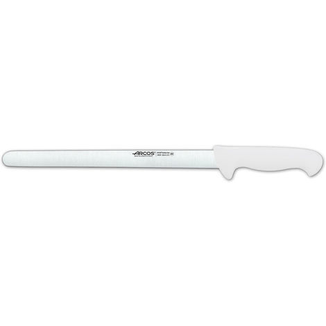 Couteau à viande froide Arcos Couleur - Prof 293424 en acier inoxydable Nitrum et polypropylène blanc ergonomique mango avec lame de 30 cm, vitrine d'exposition.