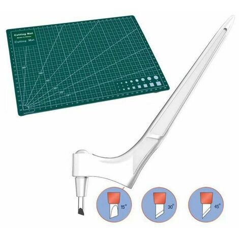 Couteau artisanal, manche de couteau artisanal blanc + 3 lames + plaque de gravure, outil de découpe à 360 degrés, outil de découpe artisanale, Scrapbook, acier inoxydable, découpe artisanale avec lam
