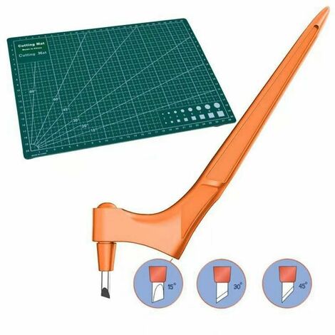 Couteau artisanal, manche de couteau artisanal orange + 3 lames + plaque de gravure outil de coupe à 360 degrés, outil de coupe d'art artisanal, scrapbook, coupe artisanale en acier inoxydable avec la