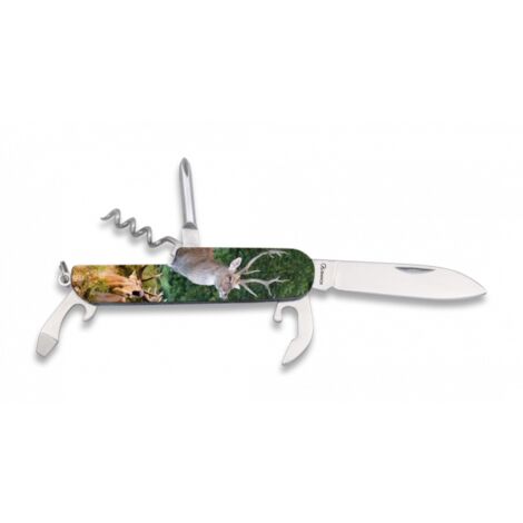 Couteau Cerf 3d 6 Fonctions. 9 Cm