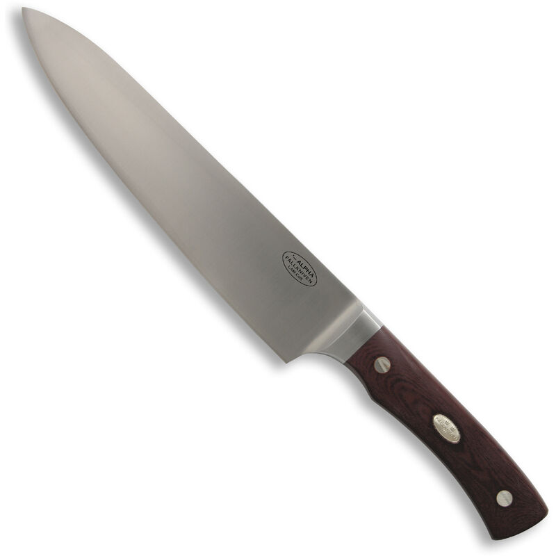 Couteau couteau de cuisine Fallkniven Alpha en acier laminé CoS et lame de 20 cm, manche micarta marron dans étui bois