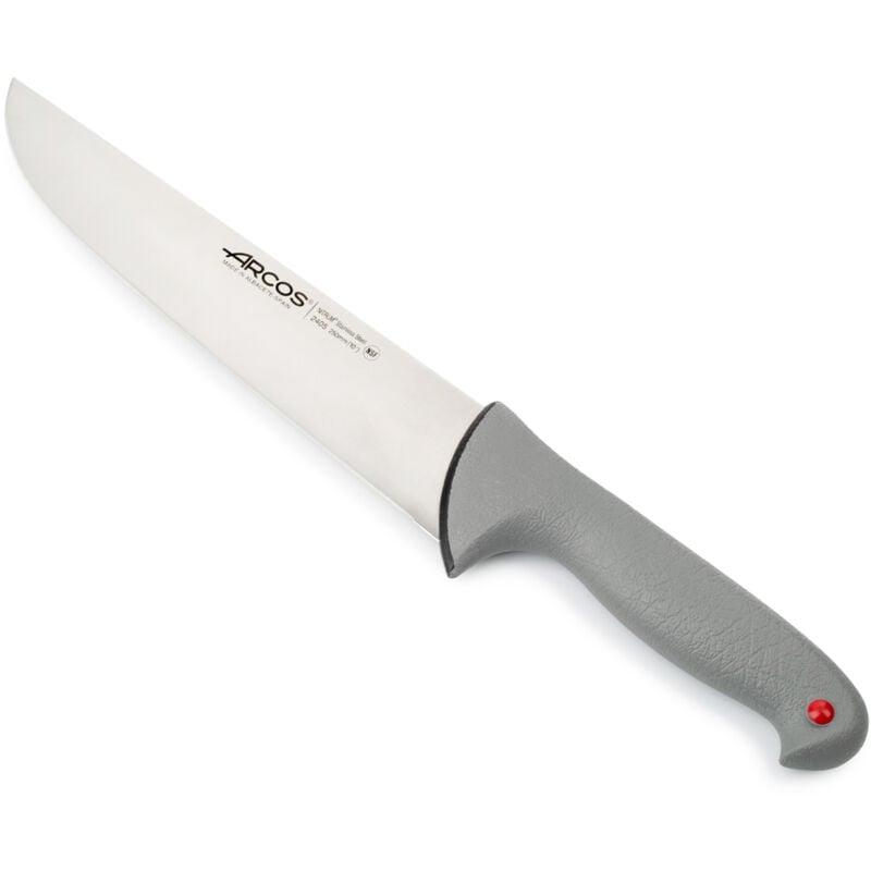 Arcos - Couteau de boucherie Couleur - Prof 240500 en acier inoxydable Nitrum et mango Polypropylène ergonomique et lame de 25 cm, vitrine.
