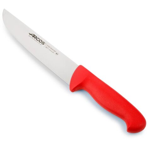 Couteau de boucherie Arcos Couleur - Prof 291722 en acier inoxydable Nitrum et mango polypropylène rouge ergonomique avec lame de 21 cm, vitrine.