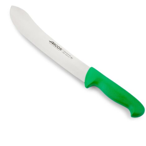 Couteau de boucherie Arcos Couleur - Prof 292721 en acier inoxydable Nitrum et mango polypropylène vert ergonomique avec lame de 25 cm, vitrine.