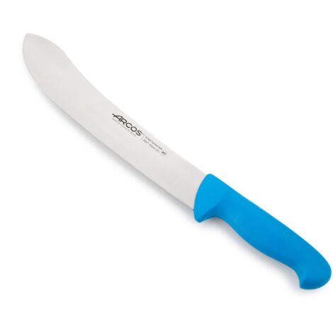 Couteau de boucherie Arcos Couleur - Prof 292723 en acier inoxydable Nitrum et mango polypropylène bleu ergonomique avec lame de 25 cm, vitrine.