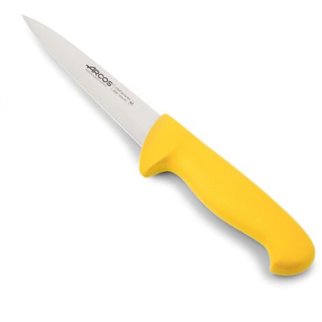 Couteau de boucherie Arcos Couleur - Prof 293000 en acier inoxydable Nitrum et mango polypropylène jaune ergonomique avec lame de 15 cm, vitrine.