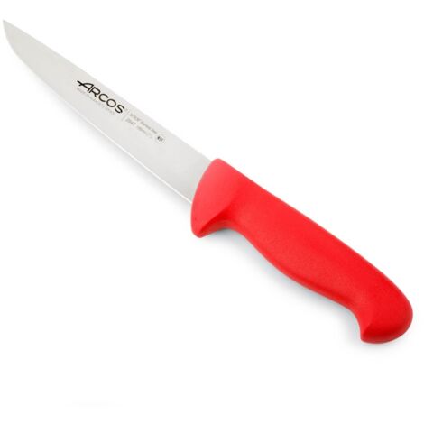 Couteau de boucherie Arcos Couleur - Prof 294722 en acier inoxydable Nitrum et mango polypropylène rouge ergonomique avec lame de 18 cm, vitrine.