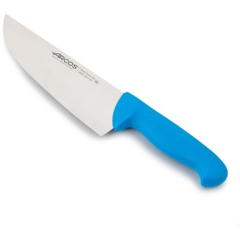 Couteau de boucherie Arcos Couleur - Prof 295923 en acier inoxydable Nitrum et mango polypropylène bleu ergonomique avec lame de 20 cm, vitrine.