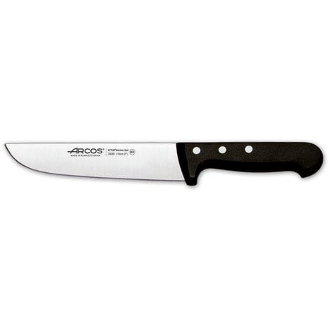 Couteau de boucherie Arcos Universal 283004 Nitrum Steel, avec Mango Polyoxyméthylène et lame de 17,5 cm dans un étui.