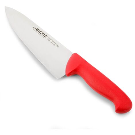 Couteau de chef Arcos Couleur - Prof 290722 en acier inoxydable Nitrum et mango polypropylène rouge ergonomique avec lame de 20 cm, vitrine.