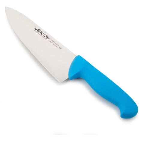 Couteau de chef Arcos Couleur - Prof 290723 en acier inoxydable Nitrum et mango polypropylène bleu ergonomique avec lame de 20 cm, vitrine.